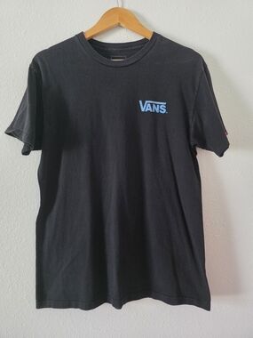 VTG Vans Black Short Sleeve Tee with Light Blue Logo